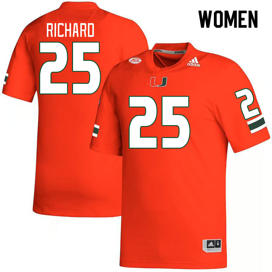 Women #25 Jadais Richard Miami Hurricanes College Football Jerseys Stitched Sale-Orange - Click Image to Close